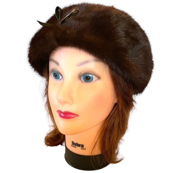 Vintage Mink Fur Brown Calot Pillbox Hat By Janet Leitner New York - Mcm 1960s